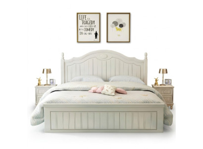 Country house style bed, double wood luxury design furniture, bedroom wooden bed.