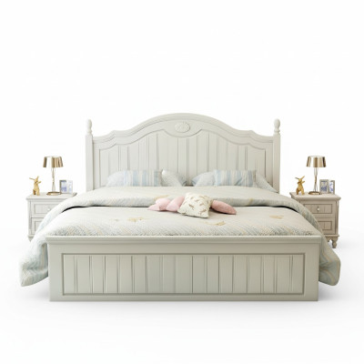 Set Bedroom Double Bed 2x Nightstand Complete Set Wood Furniture 3 pcs.