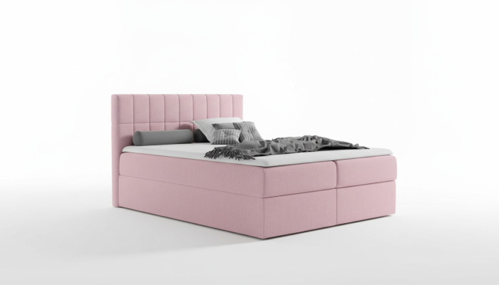 Bed pink fabric box spring bed textile design double hotel modern with storage box
