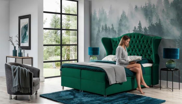 Chesterfield box spring beds hotel bed bedroom velvet luxury furniture