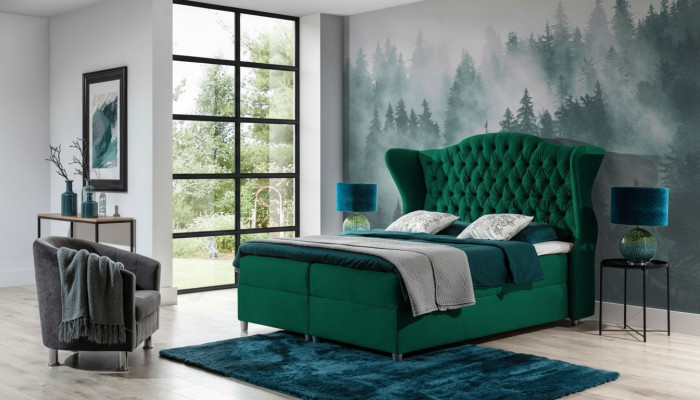 Chesterfield box spring beds hotel bed bedroom velvet luxury furniture