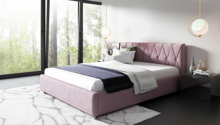 Bed Frame Upholstered Bed Beds Double Hotel 180x200 Bedroom Pink Furniture