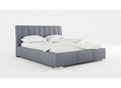 Bed, double bed, furniture, bed frame, fabric, 160x200 textile upholstered bed, gray beds.