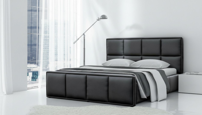 Double bed frame, bed furniture, upholstered bed, beds, polyester, modern black.