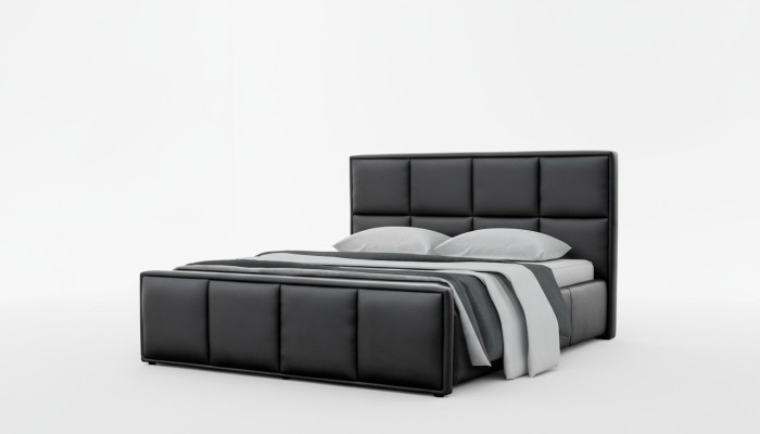 Double bed frame, bed furniture, upholstered bed, beds, polyester, modern black.