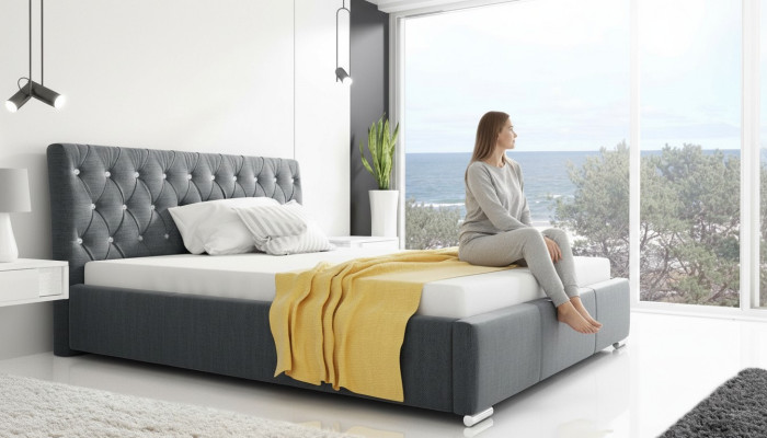 Bed frame bed double bed marital bed bedstead upholstered bed beds 200x200 gray