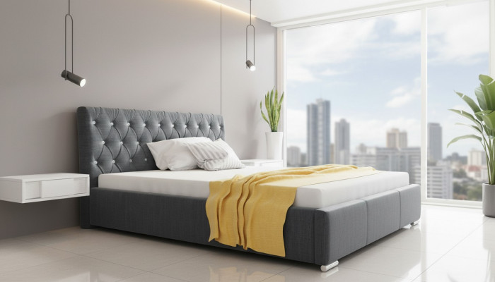 Bed frame bed double bed marital bed bedstead upholstered bed beds 200x200 gray