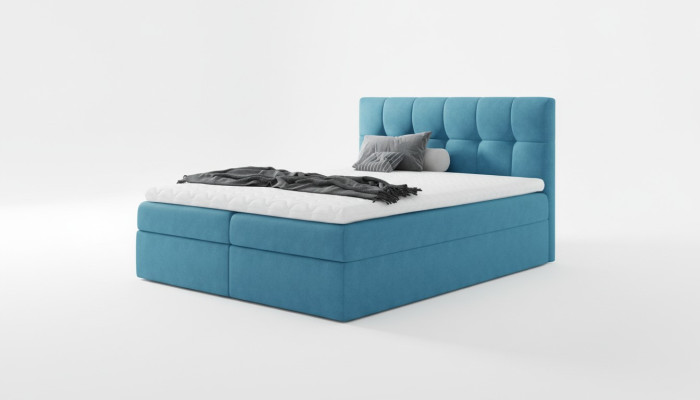 Bed, double bed, box spring bed, modern double bed, blue bedroom beds, 160x200