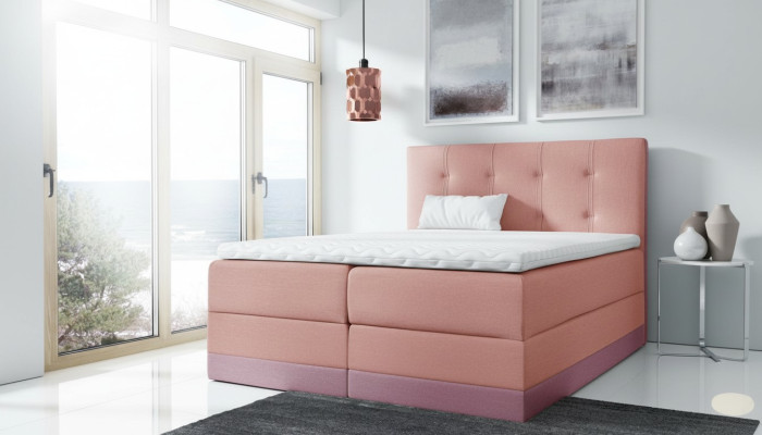 Married bed pink upholstered bed box spring bed double bed with mattress new