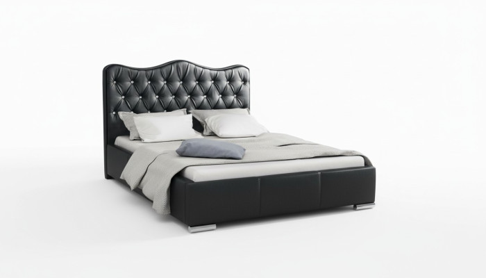 Bed frame beds double bed modern bed faux leather upholstered bed double bed black