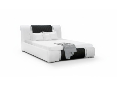 Bed bed frame double bed beds matrimonial bed upholstered bed chrome trim furniture white