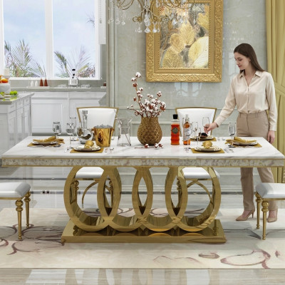 Luxury dining table dining room table metal gold tables dining tables furniture furnishings