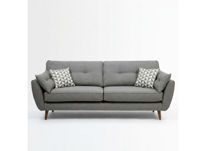 Upholstered Sofa 2-Seater Textile Seat Design Couch Sofas Fabric Gray 226 cm New