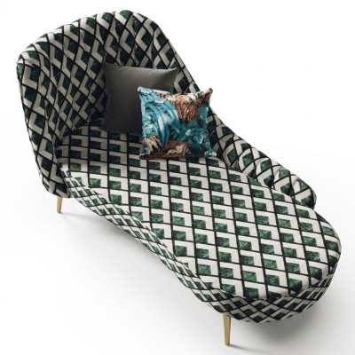 Textile Chaise Lounge Upholstered Lounger Sofa Chaise Relax Club Furniture
