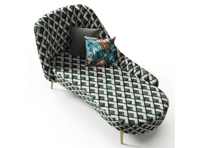 Textile Chaise Lounge Upholstered Lounger Sofa Chaise Relax Club Furniture