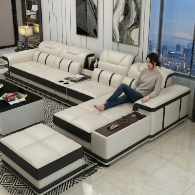Living area corner sofa L-shape corner upholstered sofa seat design couch sofas faux leather