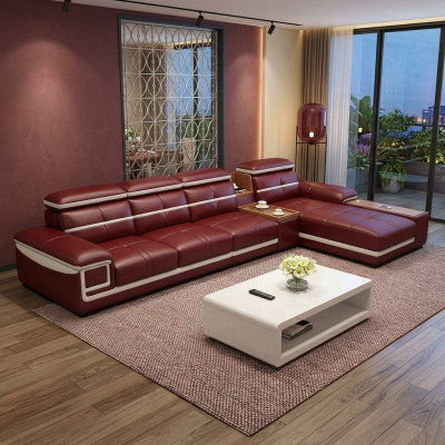 Luxury corner sofa L-shape faux leather corner upholstered sofa seat design couch sofas red new