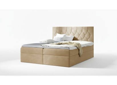 Luxury Box Spring Bed Hotel Beds Upholstered Function Bed Frame 180x200cm Beige