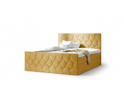 Upholstered bed beds bed padding designer box spring luxury design yellow 200x200 new