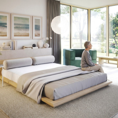 Bed double hotel textile bedroom beds bed frame wood design modern