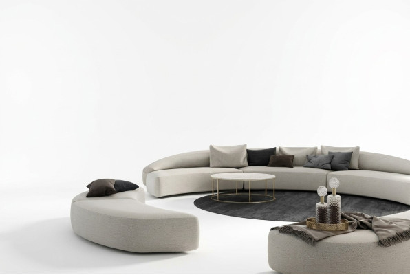 Sectional U-shape XXL sofas living area sofa set 3-piece. Round sofas couches.