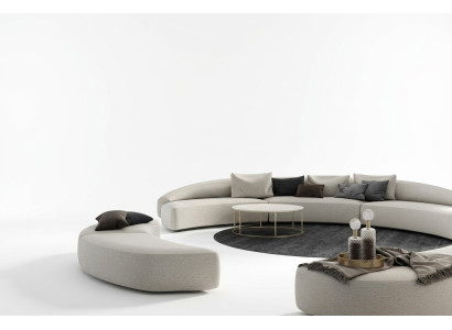 Sectional U-shape XXL sofas living area sofa set 3-piece. Round sofas couches.