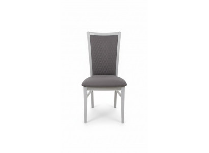 Dining room chair, wooden chair, gray fabric with armrest, relaxed design, armchair, Italy