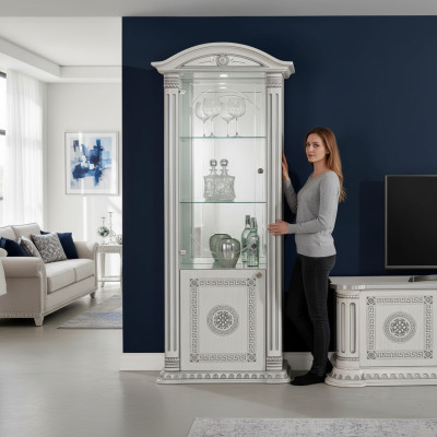 Luxury display cabinet with white glass and design