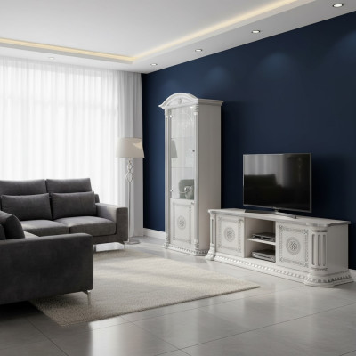Luxury display cabinet with white glass and design