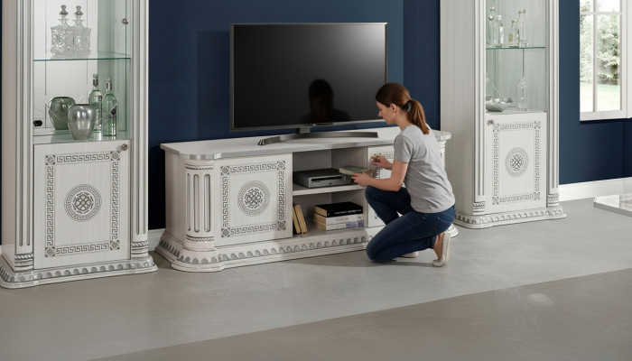 Designer RTV TV stand, luxury cabinet made of white wood, new