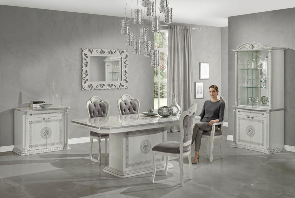 Dining set table chairs sideboard exhibition group white 7 pieces