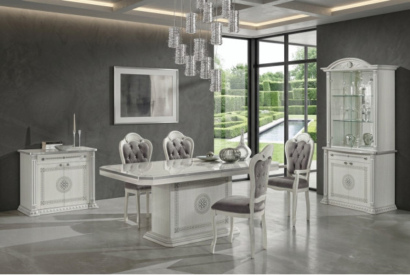 Dining set table chairs sideboard exhibition group white 7 pieces