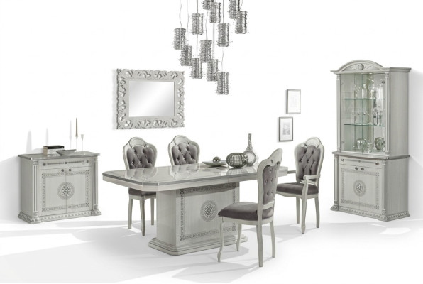 Dining set table chairs sideboard exhibition group white 7 pieces