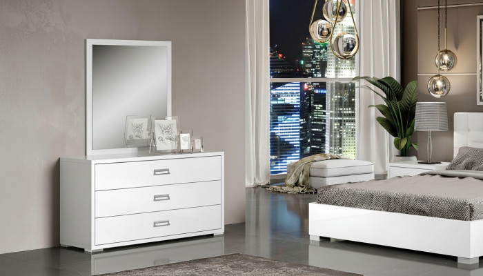 Modern white chest of drawers with mirror