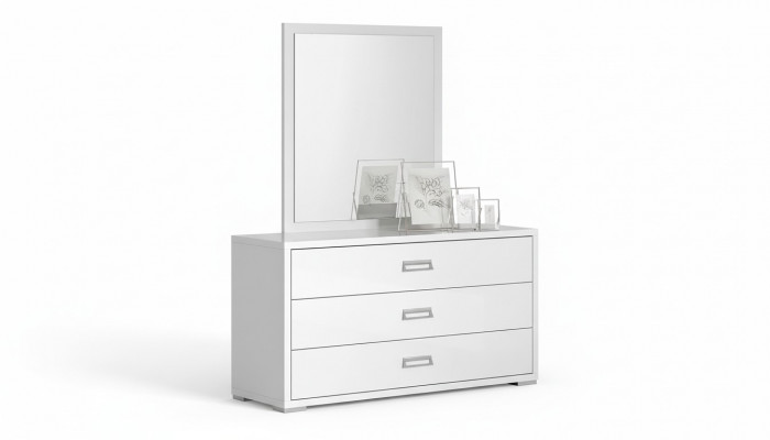 Modern white chest of drawers with mirror