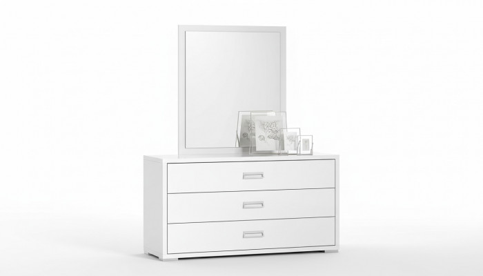 Luxury design mirror dresser set of wooden furniture in white cabinet