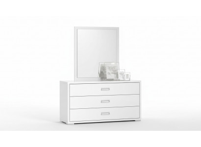 Luxury design mirror dresser set of wooden furniture in white cabinet
