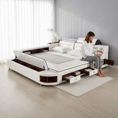 Multifunctional bed double beds hotel XXL big upholstered beds USB sound