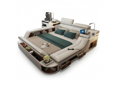 Multifunction luxury bed 180x200 leather bed beds bedroom chaise lounge