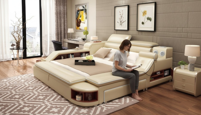 Bed Multifunction Safe Heat Lounger USB Sound Double Beds Feature New