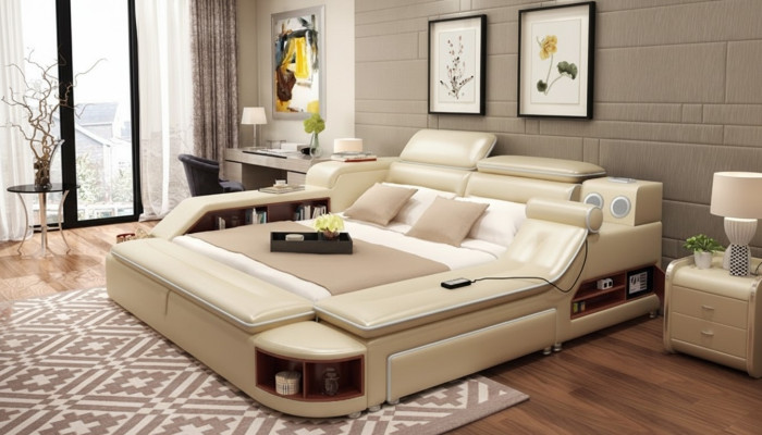 Bed Multifunction Safe Heat Lounger USB Sound Double Beds Feature New