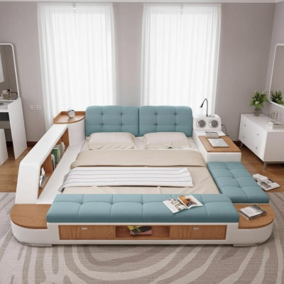 Upholstered Beds Modern Hotel Multifunctional New Double Luxury Design Leather