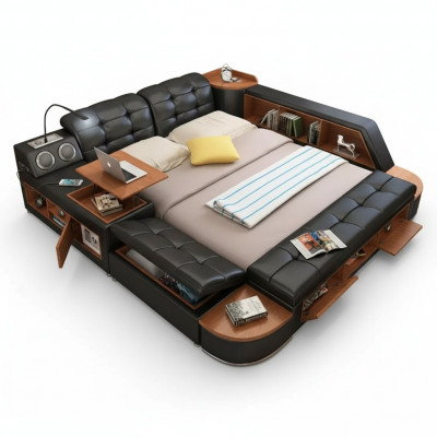 Beds Modern Hotel Multifunction Couch Double Luxury Design Leather Bed