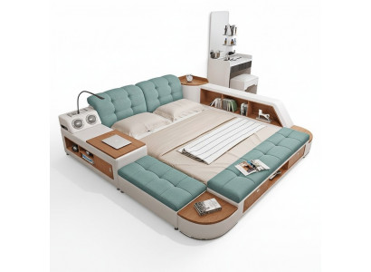 Upholstery 180x200 multifunctional shelf USB lounger design bed big beds leather