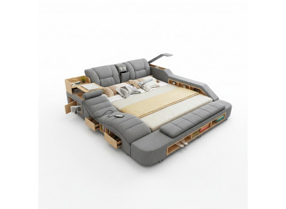 Design leather beds hotel double new multifunctional bed Bluetooth speakers