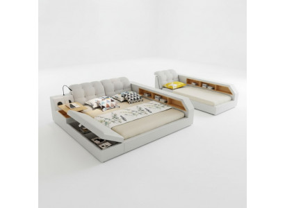 Design leather beds hotel double shelf rack 180x200 multifunction