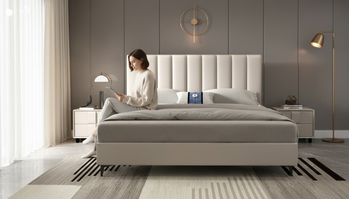 Design wood leather beds 180x200cm furniture bedroom hotel beds