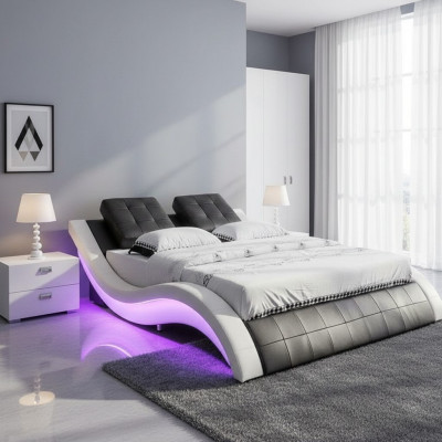 Luxury Bed Design Beds Digital LED Bedroom Furniture Leather Double