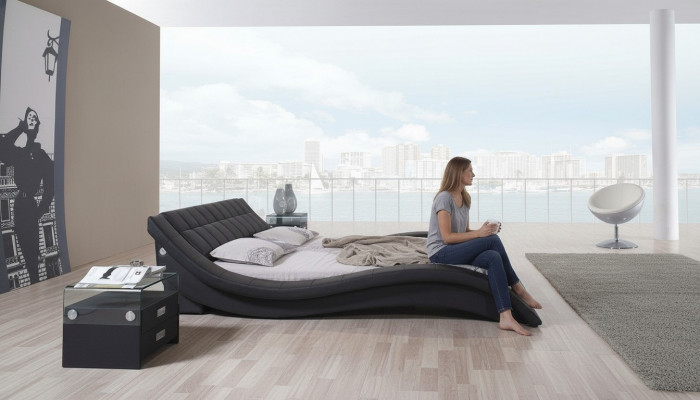 Double beds, marriage bedroom, luxury designer bed 180x200 leather hotel