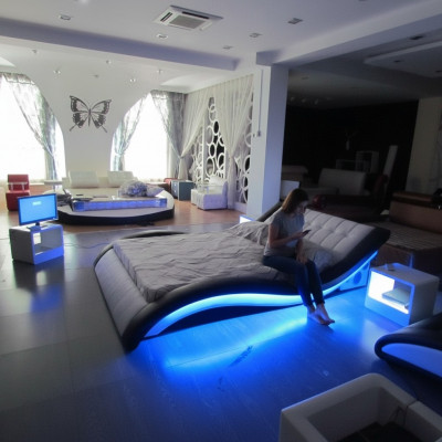 Luxury bed design beds digital USB bedroom furniture leather double